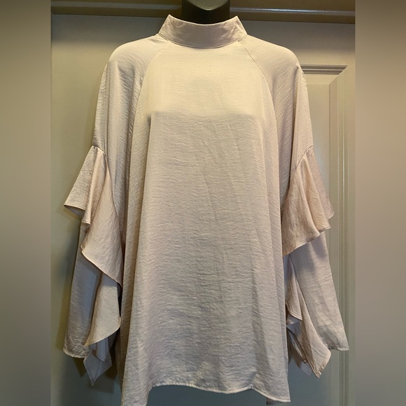 H&M CONSCIOUS Satin Blouse with Ruffle Sleeves size 12 - Picture 4 of 11